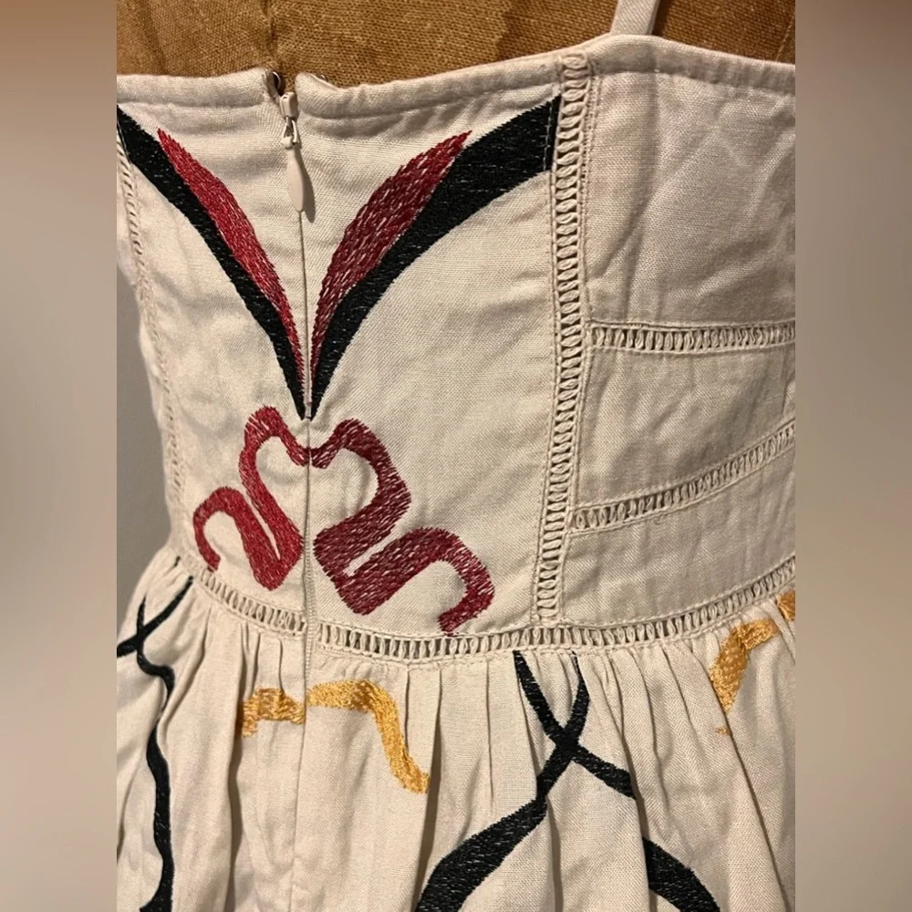 Free People White and Pink Embroidered Mini Dress EUC - Picture 7 of 14